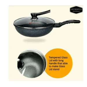 مقلاة غويطة ووك جرانيت 36 سم مع غطاء بيركس